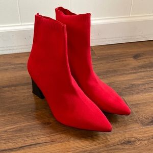 Zara Woman Red Ankle Sock Boot